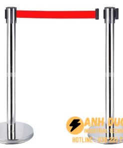 Cột chắn Inox trắng sáng dây kéo màu đỏ 2m  - Bình Dương