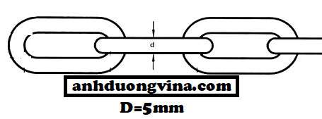 Bản vẽ dây xích phi 5mm INOX 304 ( Ø 5mm )