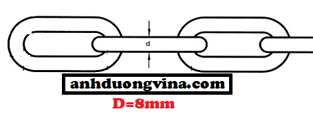 Bản vẽ dây xích phi 8mm INOX 304 ( Ø 8mm )