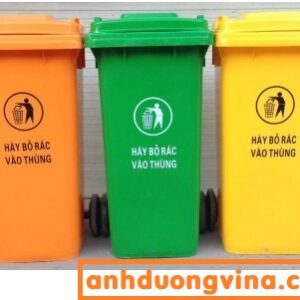 Thùng rác nhựa 120L xanh, vàng, cam