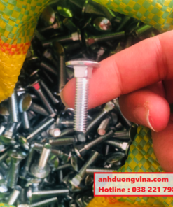 Bulong đầu tròn cổ vuông mạ kẽm M6x25mm - 100 con / gói