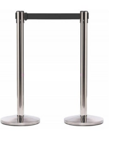 Cột chắn Inox trắng sáng dây kéo màu đen 5m  - Bình Dương