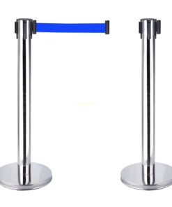 Cột chắn Inox trắng sáng dây kéo màu xanh dương 5m  - Bình Dương