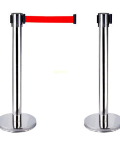 Cột chắn Inox trắng sáng dây kéo màu đỏ 5m  - Bình Dương