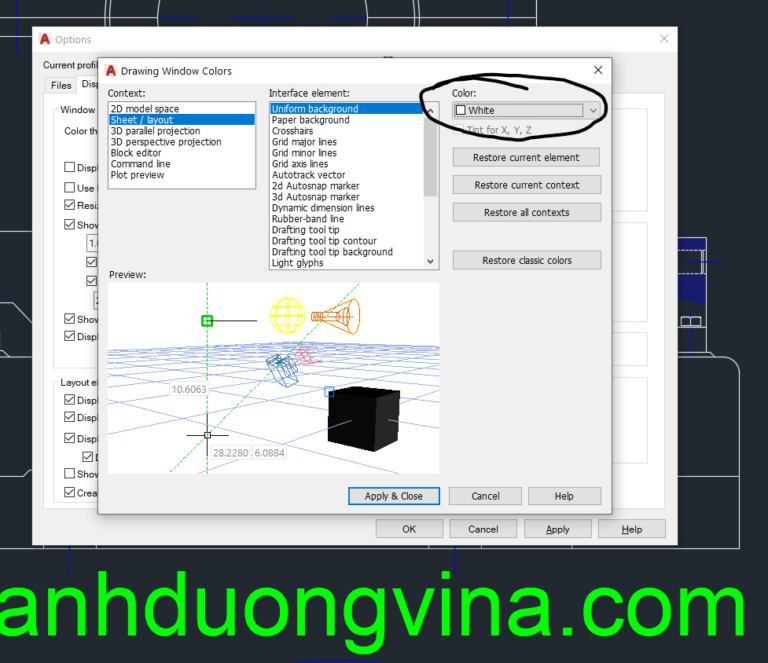Hướng dẫn chuyển layout sang nền màu đen trong AutoCAD - Kỹ Thuật Công ...