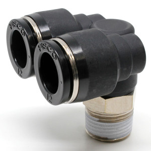 Đầu Nối Nhanh Khí Nén Hai Nhánh Cong 90° Ren Ngoài Pisco PAX12-03-C