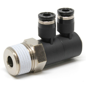 Đầu Nối Nhanh Khí Nén Hai Nhánh Cong 90° Thân Lục Giác Trụ Ren Ngoài Pisco PHW4-03