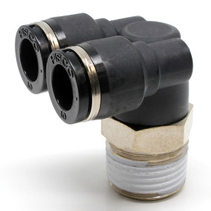 Đầu Nối Nhanh Khí Nén Hai Nhánh Cong 90° Ren Ngoài Pisco PAX10-04-UC
