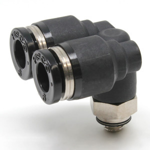 Đầu Nối Nhanh Khí Nén Hai Nhánh Cong 90° Ren Ngoài Pisco PAX1/4-U10U
