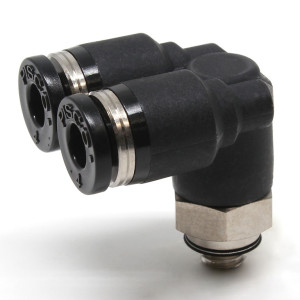 Đầu Nối Nhanh Khí Nén Hai Nhánh Cong 90° Ren Ngoài Pisco PAX5/32-U10U