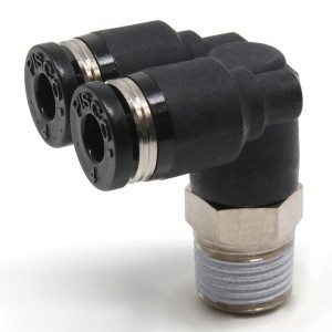 Đầu Nối Nhanh Khí Nén Hai Nhánh Cong 90° Ren Ngoài Pisco PAX5/32-N1U