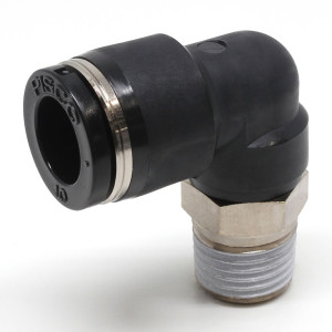Đầu Nối Nhanh Khí Nén Cong 90° Phi 10mm Ren Ngoài R1/4 Pisco PL10-02