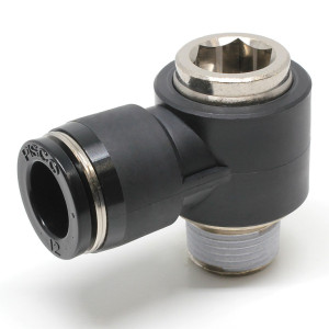 Đầu Nối Nhanh Khí Nén Dạng Cong 90° Đầu Lục Giác Chìm Ren Ngoài Pisco POL12-03
