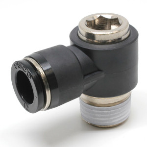 Đầu Nối Nhanh Khí Nén Dạng Cong 90° Đầu Lục Giác Chìm Ren Ngoài Pisco POL12-04