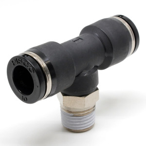 Đầu Nối Nhanh Khí Nén Chữ T Phi 10mm Ren Ngoài R1/4 Pisco PB10-02