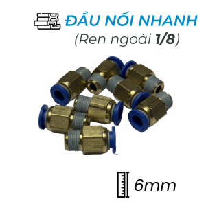 Đầu Nối Nhanh Khí Nén Ø6mm - Ren Ngoài 1/8" CDC MPC 0601 (Màu Xanh)