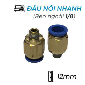 Đầu Nối Nhanh Khí Nén Ø12mm - Ren Ngoài 1/8" CDC MPC 1201 (Màu Xanh)