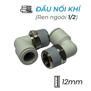 Đầu Nối Nhanh Khí Nén Cong Ø12mm - Ren Ngoài 1/2" CDC MPL 1204N-W (Màu Trắng)