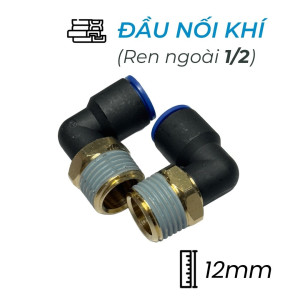 Đầu Nối Nhanh Khí Nén Cong Ø12mm - Ren Ngoài 1/2" CDC MPL 1204 (Màu Đen)
