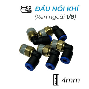 Đầu Nối Nhanh Khí Nén Cong Ø4mm - Ren Ngoài 1/8" CDC MPL 0401 (Màu Đen)