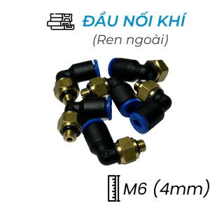 Đầu Nối Nhanh Khí Nén Cong Ø4mm - Ren Ngoài M6 CDC MPL 04M6 (Màu Đen)