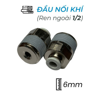 Đầu Nối Nhanh Khí Nén Ø6mm - Ren Ngoài 1/2" CDC MPC 0604N-W (Màu Trắng)