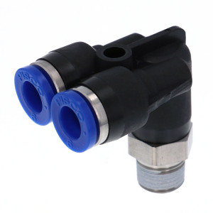 Đầu Nối Nhanh Khí Nén Hai Nhánh Cong 90° Ren Ngoài Pisco SPAX4-M5