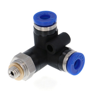 Đầu Nối Nhanh Khí Nén Hai Nhánh Chạc Ba Cong 90° Ren Ngoài Pisco SPVX4-M5