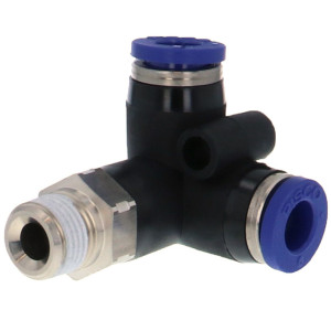 Đầu Nối Nhanh Khí Nén Hai Nhánh Chạc Ba Cong 90° Ren Ngoài Pisco PVX4-01SUS