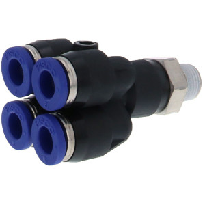 Đầu Nối Nhanh Khí Nén Dạng Chữ Y Bốn Nhánh Ren Ngoài Pisco PRX6-01SUS