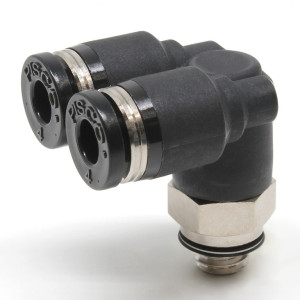 Đầu Nối Nhanh Khí Nén Hai Nhánh Cong 90° Ren Ngoài Pisco PAX4-M6-UC