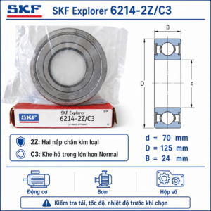 Sơ đồ kích thước và ý nghĩa mã vòng bi SKF 6214-2Z/C3