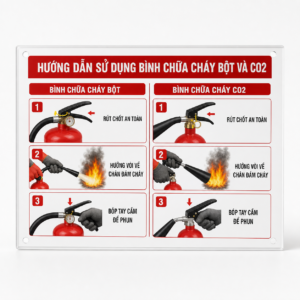 Bảng mica hướng dẫn sử dụng bình chữa cháy bột và CO2