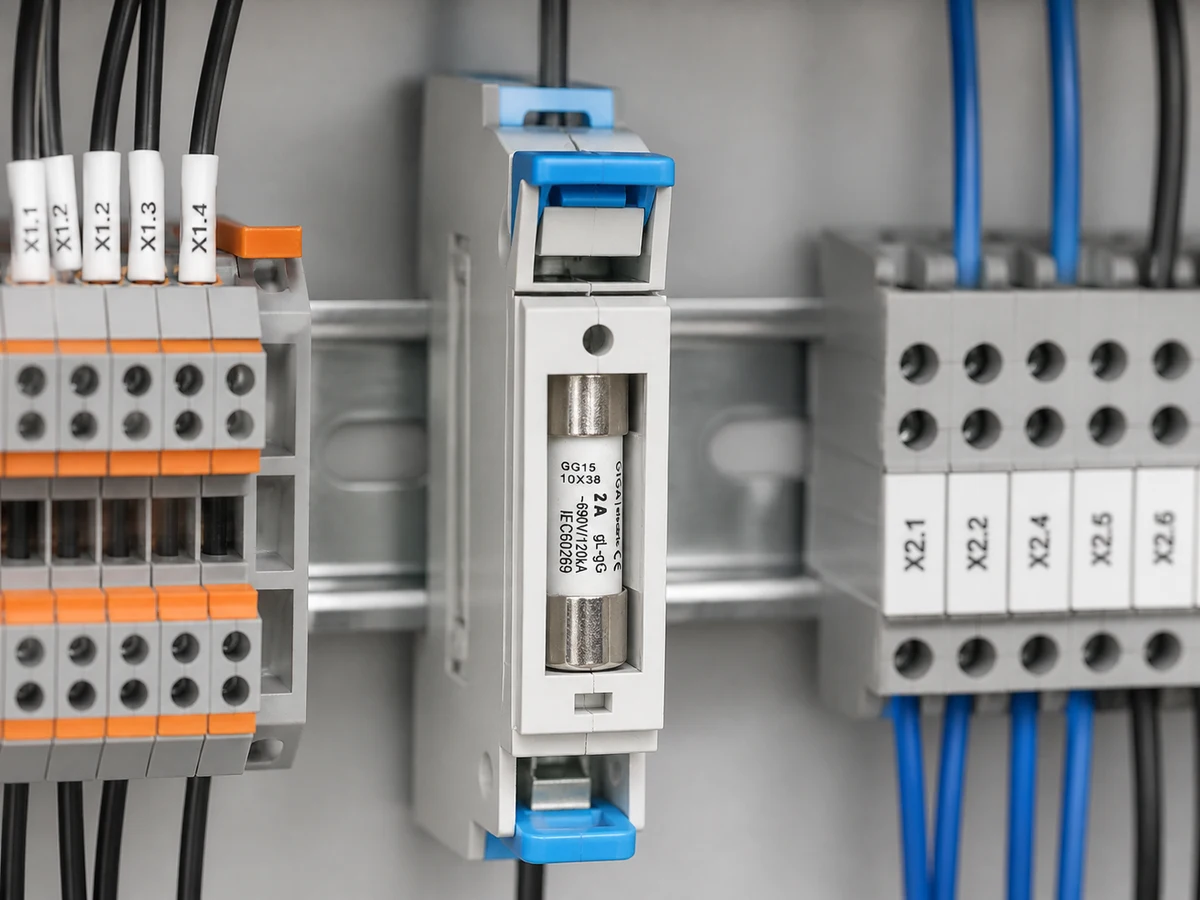 Ứng dụng bộ cầu chì GIGA GG15-2A Bộ cầu chì GIGA GG15-2A lắp bảo vệ mạch điều khiển trong tủ điện