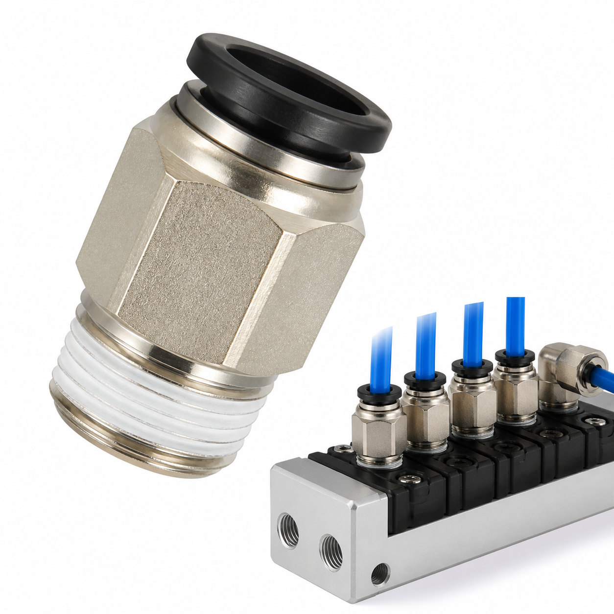 Đầu Nối Nhanh Khí Nén AirTAC PC1204D Ống 12 mm Ren PT1/2 Đầu Nối Nhanh Khí Nén AirTAC PC1204D Ống 12 mm Ren PT1/2 – ảnh sản phẩm và ứng dụng