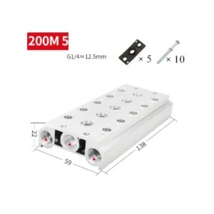 Đế van khí nén 200M-5F 5 vị trí cho van 4V200