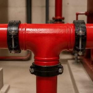Lắp đặt tê giảm nối rãnh XGQT13 DN100x80 trên đường ống