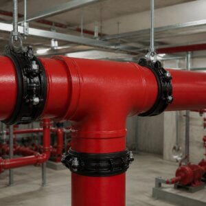 Ứng dụng lắp đặt tê giảm nối rãnh XGQT13 DN200x150