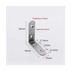 Pát Góc Inox 304 90° 65×15×20 mm Dày 1,9 mm
