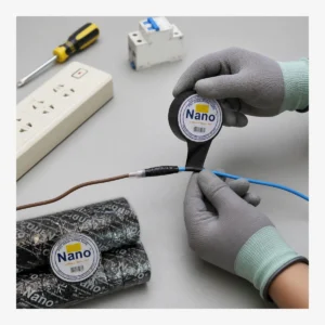 Kỹ thuật viên quấn băng keo cách điện Nano 10Y cho mối nối dây điện