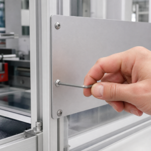Ứng dụng bulông đầu cầu M5x20 lắp tấm che máy bằng khóa lục giác