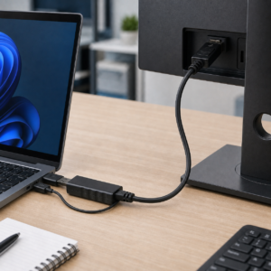 Cáp HDMI sang DisplayPort kết nối máy tính với màn hình Dell qua USB cấp nguồn