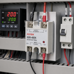 Relay FOTEK SSR-40DA gắn tản nhiệt trong tủ điện điều khiển điện trở gia nhiệt