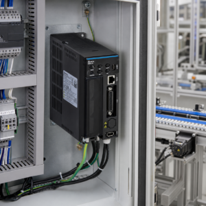 Ứng dụng servo drive Delta ASD-B3-0221-L lắp trong tủ điện điều khiển băng tải