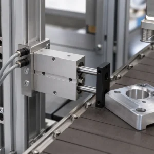 Ứng dụng xy lanh AIRTAC TN16X20S định vị chi tiết trên băng tải