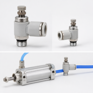 Van Tiết Lưu Khí Nén AirTAC PSL6M5A Ống 6 mm Ren M5 – ảnh sản phẩm và ứng dụng