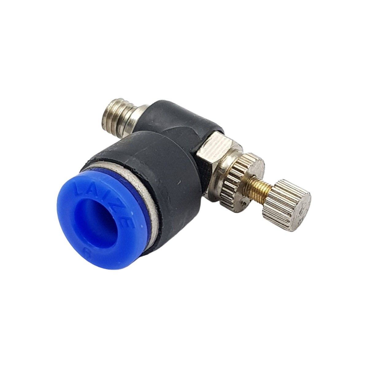 Van tiết lưu khí nén M5 ống 6 mm CNA00020 Van tiết lưu khí nén xoay 360 độ ren M5 nối ống 6 mm CNA00020